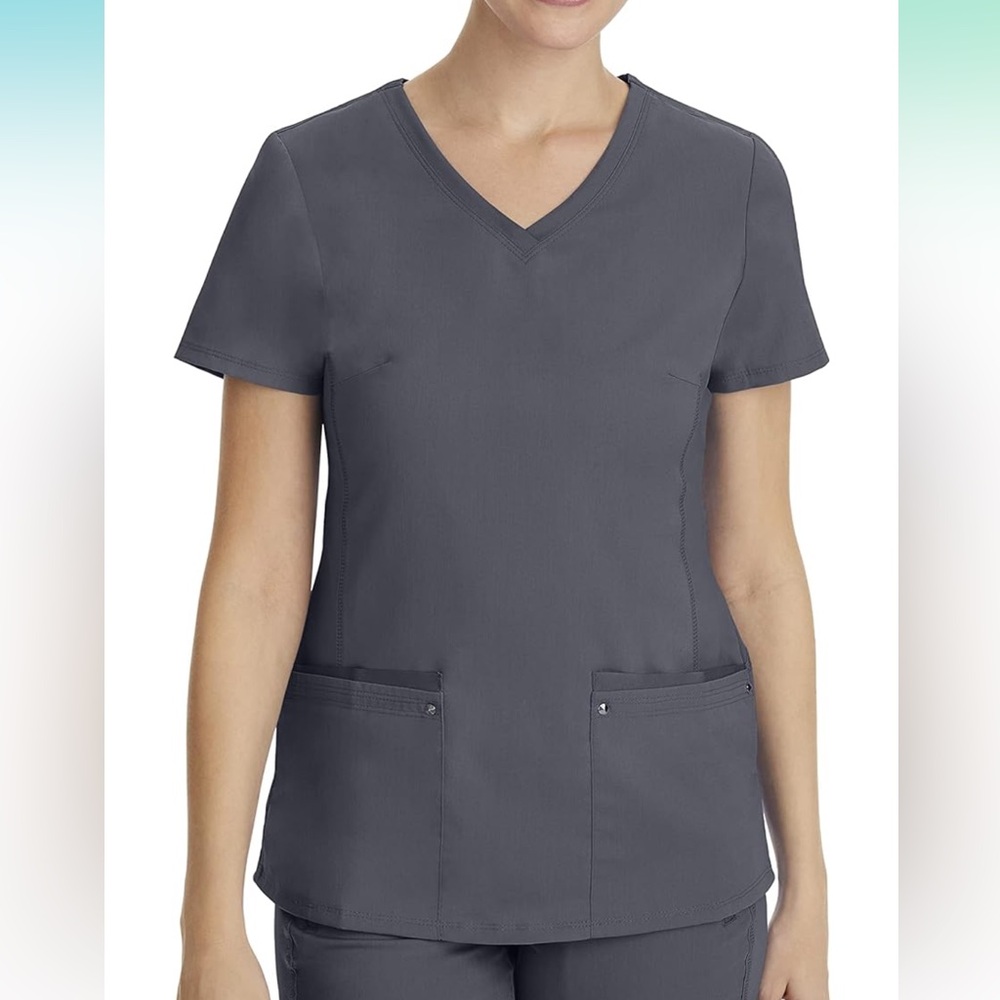 Healing Hands Gray Women's V-Neck Scrub Top
